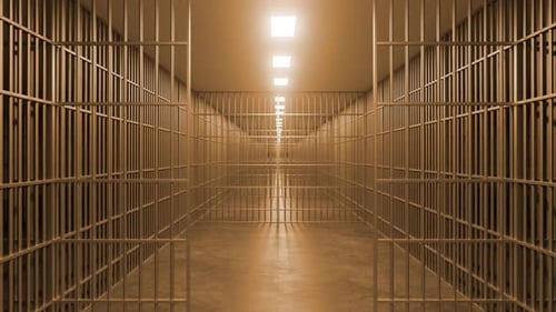 Jail corridor opening gates animation