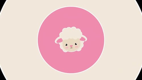 Cartoon sheep Animal Transition with alpha channel. 4K