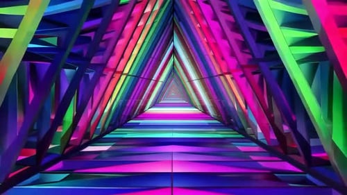 Futuristic Rainbow Geometric Tunnel Loop