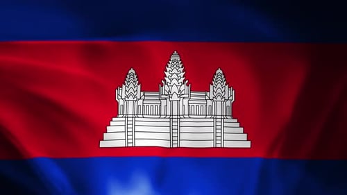Cambodia National Flag Waving Seamless Loop Animation
