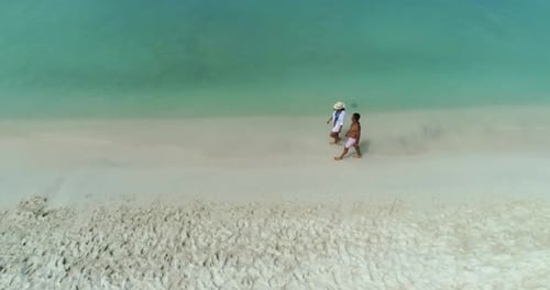Tropical Beach Walk Drone Aerials