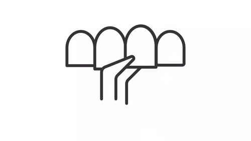 Animated Hand Placing Tooth Line Icon