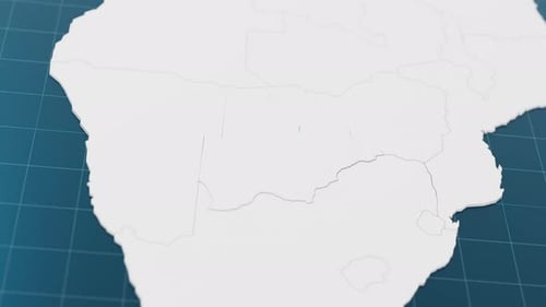 Highlight with Blue of Botswana 3d Map with Pointer Pin Surrounded with Other Countries in White