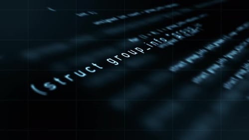 Futuristic abstract digital cyberspace with program code levitation.