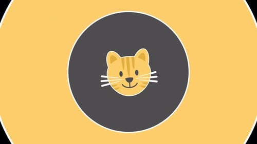 Cartoon cat Animal Transition with alpha channel. 4K