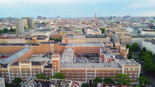Historical buildings in downtown of Vienna city, Austria, aerial view