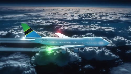 Realistic 3D Passenger Jet Airplane Flying Above Clouds