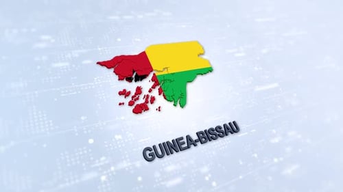 Guinea-Bissau 3D Map Animation with National Flag Colors