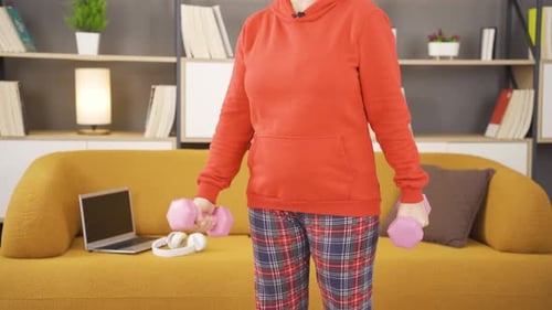 Lifting dumbbells, weight exercise.