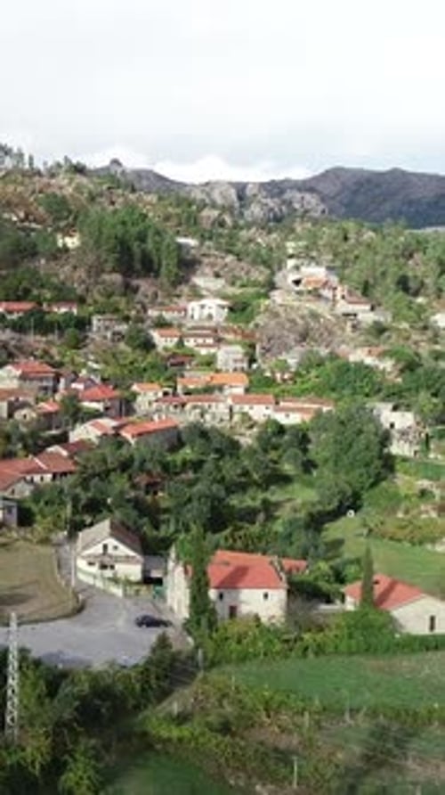 Vertical Video of Mountain Village in Gerês, Portugal