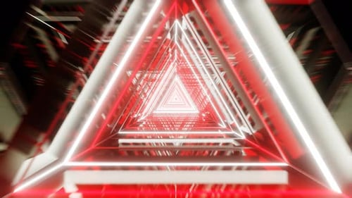 White and Red Triangular Dimension VJ Loop Background Animation in 4K