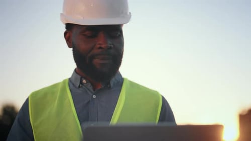 Medium Portrait of Excited Engineer on Construction Site Foreign Professional Innovation and Modern