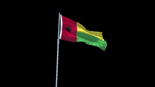 Waving Flag of Guinea-Bissau on Transparent Background