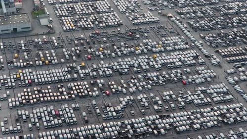 Aerial view of parked vehicles, Italy.