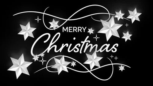 Elegant Merry Christmas Greeting with Animated Stars and Flourishes