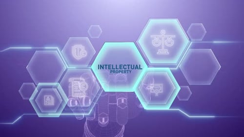 Intellectual Property Hand touching,Digital transformation,Science and artificial intelligence