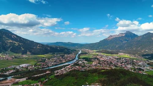 Cozy residential area in the picturesque valley among the stunning mountains in Reutte District