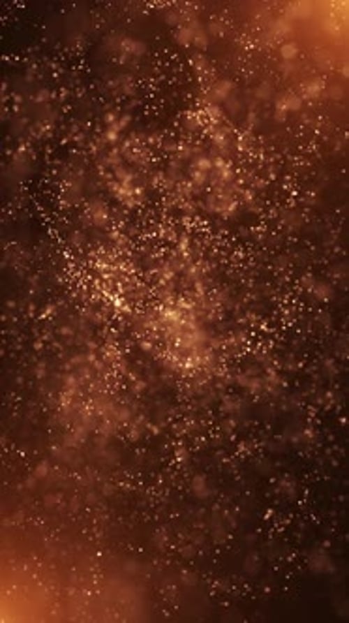 Abstract Golden Glowing Particles Floating Seamless Loop Vertical Background