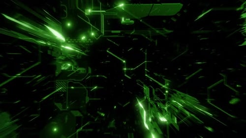 Digitaler abstrakter Raum, Big Data und KI-Krypto-Blockchain in geometrischer Schleife auf schwarzem Hintergrund