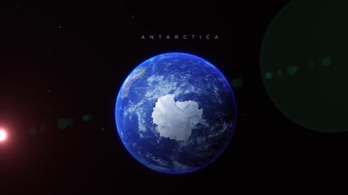 3D Earth Rotation Revealing Antarctica in Space