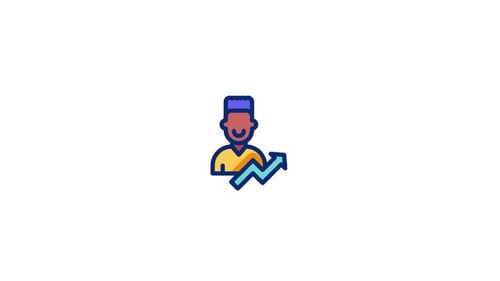 Minimalist Animated Icon: Person with Growth Arrow