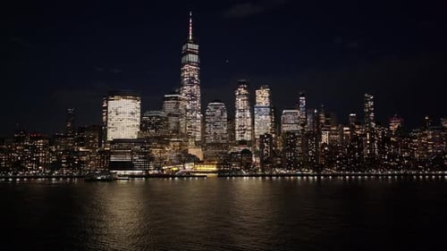 Night View of Downtown New York At Manhattan In New York United States.