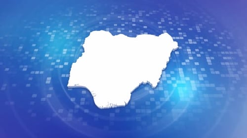 Animated Map of Nigeria on Digital Tech Background