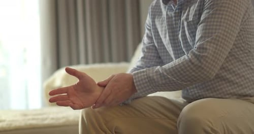 Senior Man Suffers From Painful Severe Knee Joint Pain Could Not Walk Illness Cramps rheumatismClose