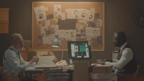 Multiracial Team of Detectives Investigating Case in Office