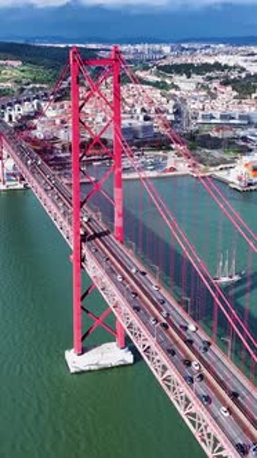25 of April Bridge at Lisbon in Lisbon District Portugal.