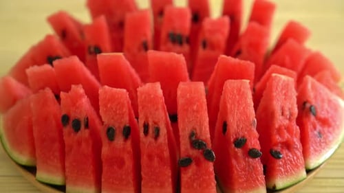 fresh watermelon sliced on plate