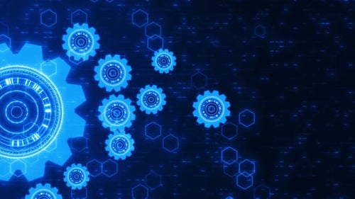 Futuristic Gear High Tech Animation Computer Data Technology Cyber Security Background, Futuristic