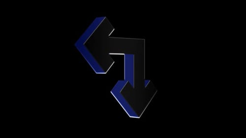 Two United Arrows In Straight Angle Pointing Left And Down Loop Animation