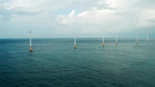 Sinchang Windmill Coast (신창풍차해안) areal view, Jeju-do, South Korea