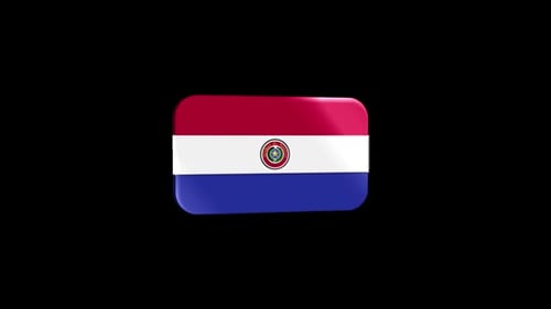 3D Rounded Paraguay National Flag Icon Rotating Animation