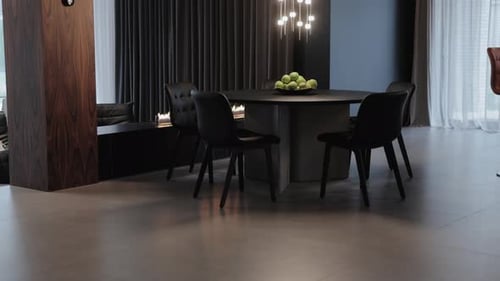 Dining Room Table with Chairs and Fruit Bowl