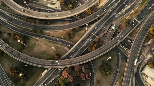 Highway from above Daylight Drone view