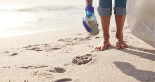 Volunteer, beach and plastic cleaning for environment community service for pollution