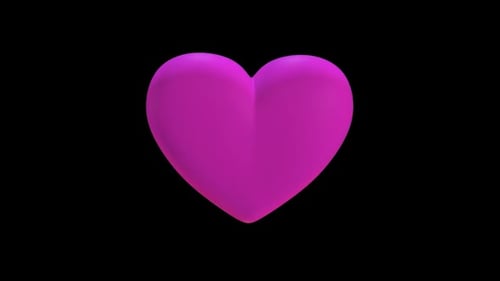Animated 3D Pink Heart Spinning Loop on Black Background