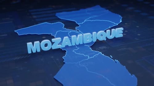 Mozambique 3D Map Title Reveal with Futuristic Data Background