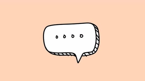 2d animated white speech bubble on pastel background