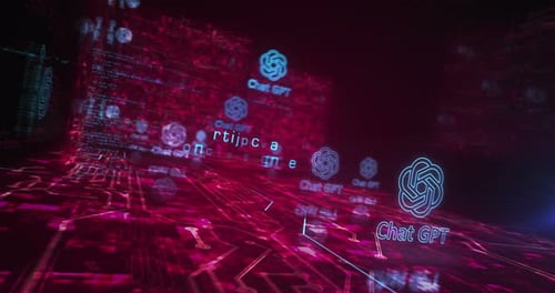 ChatGPT, künstliche Intelligenz, Chat-Bot-Symbole, Loop-Cyber-Konzept