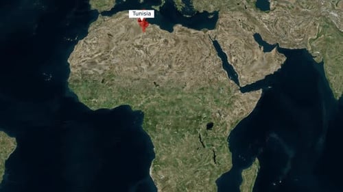 Tunisia Country Highlight on Satellite World Map