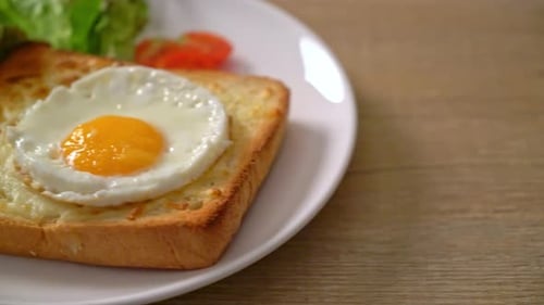 Toast with a Fried Egg for Breakfast