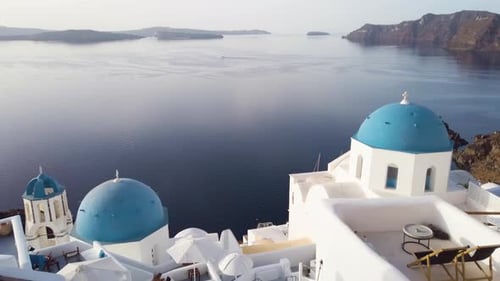 White Belfries Santorini Island Greece