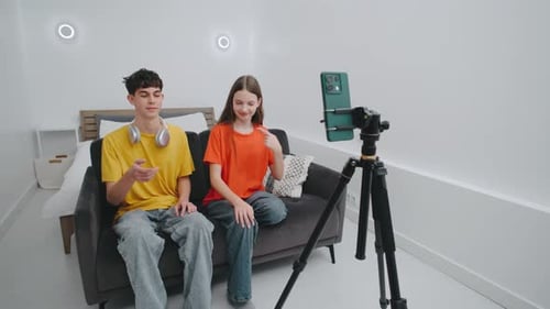 Teenagers Filming Video for Social Media Vlog