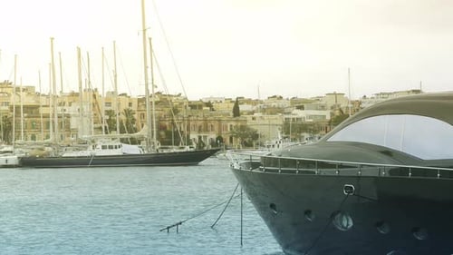 Yachts Moored in Picturesque Coastal Harbor