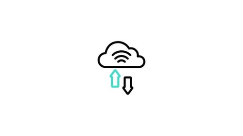 Animated Cloud Data Transfer Icon in Minimalist Style