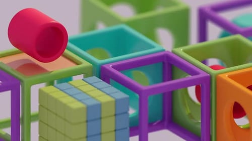 Colorful 3D Geometric Shapes Animated Background