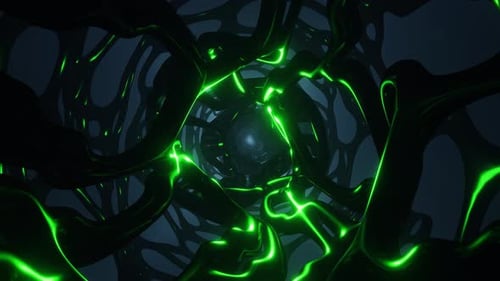 Sci-fi futuristic green glowing neon tunnel seamless loop.